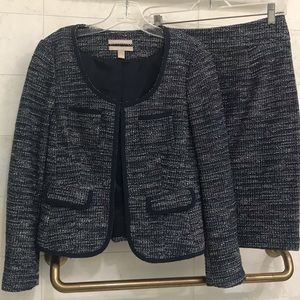 Banana Republic blue tweed skirt suit